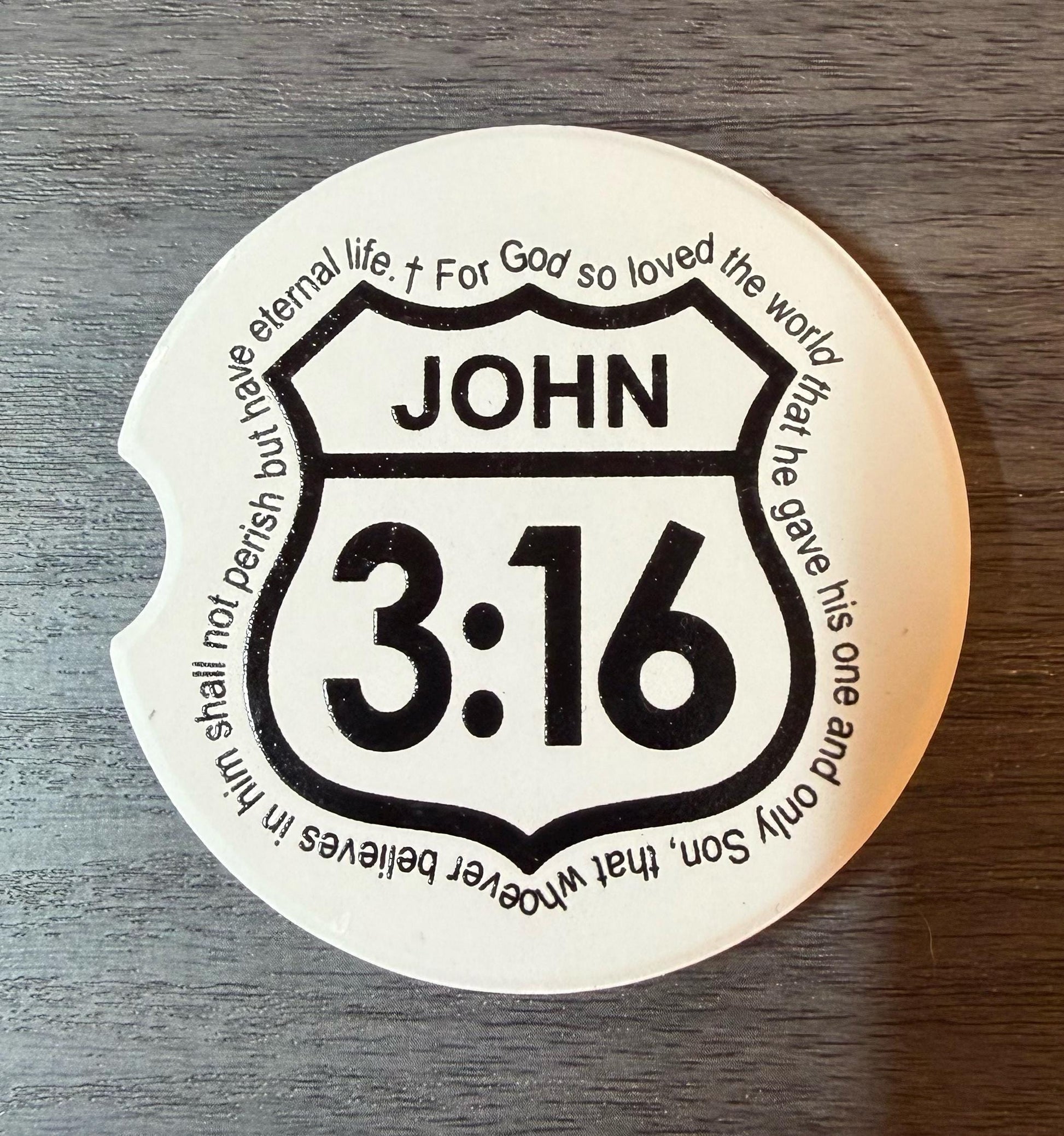 Ceramic Car Coasters Set of 2 | John 3:16 Car Accessories | Absorbent Cup Holder Coasters | Faith Inspired Gift |Inspirational Car Decor __etsy:8028503938
