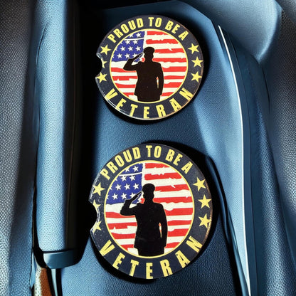 Ceramic Car Coasters Set of 2 | Military Car Accessories | Absorbent Cup Holder Coasters | Veteran Gift | Army Navy Air Force Decor __etsy:8039748337
