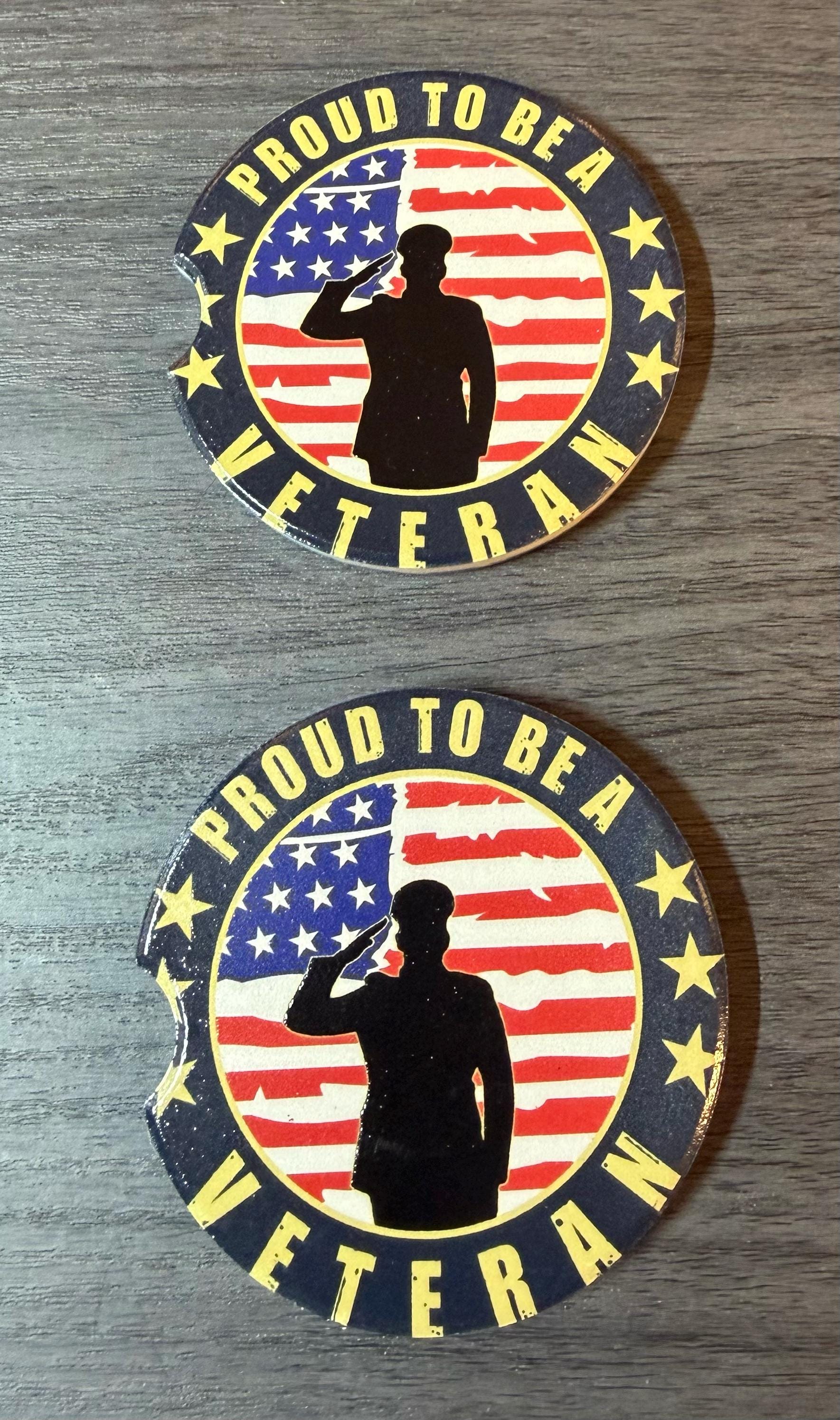 Ceramic Car Coasters Set of 2 | Military Car Accessories | Absorbent Cup Holder Coasters | Veteran Gift | Army Navy Air Force Decor __etsy:8039751743