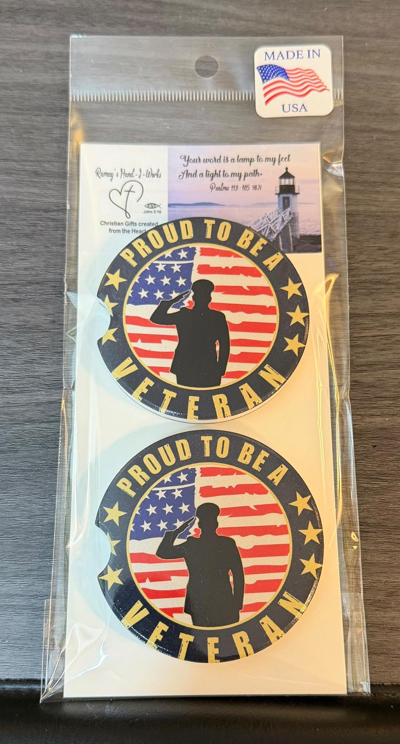 Ceramic Car Coasters Set of 2 | Military Car Accessories | Absorbent Cup Holder Coasters | Veteran Gift | Army Navy Air Force Decor __etsy:7991812192