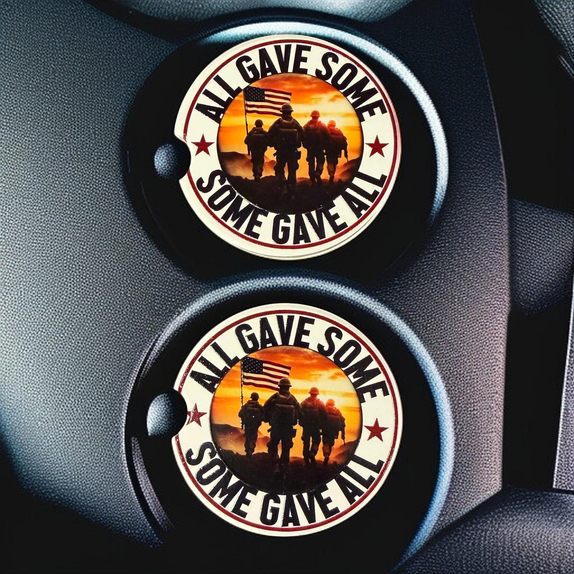 Ceramic Car Coasters Set of 2 | Military Veteran Car Accessories | Absorbent Cup Holder Coasters | Veteran Gift | Army Navy Air Force Decor __etsy:8044244312
