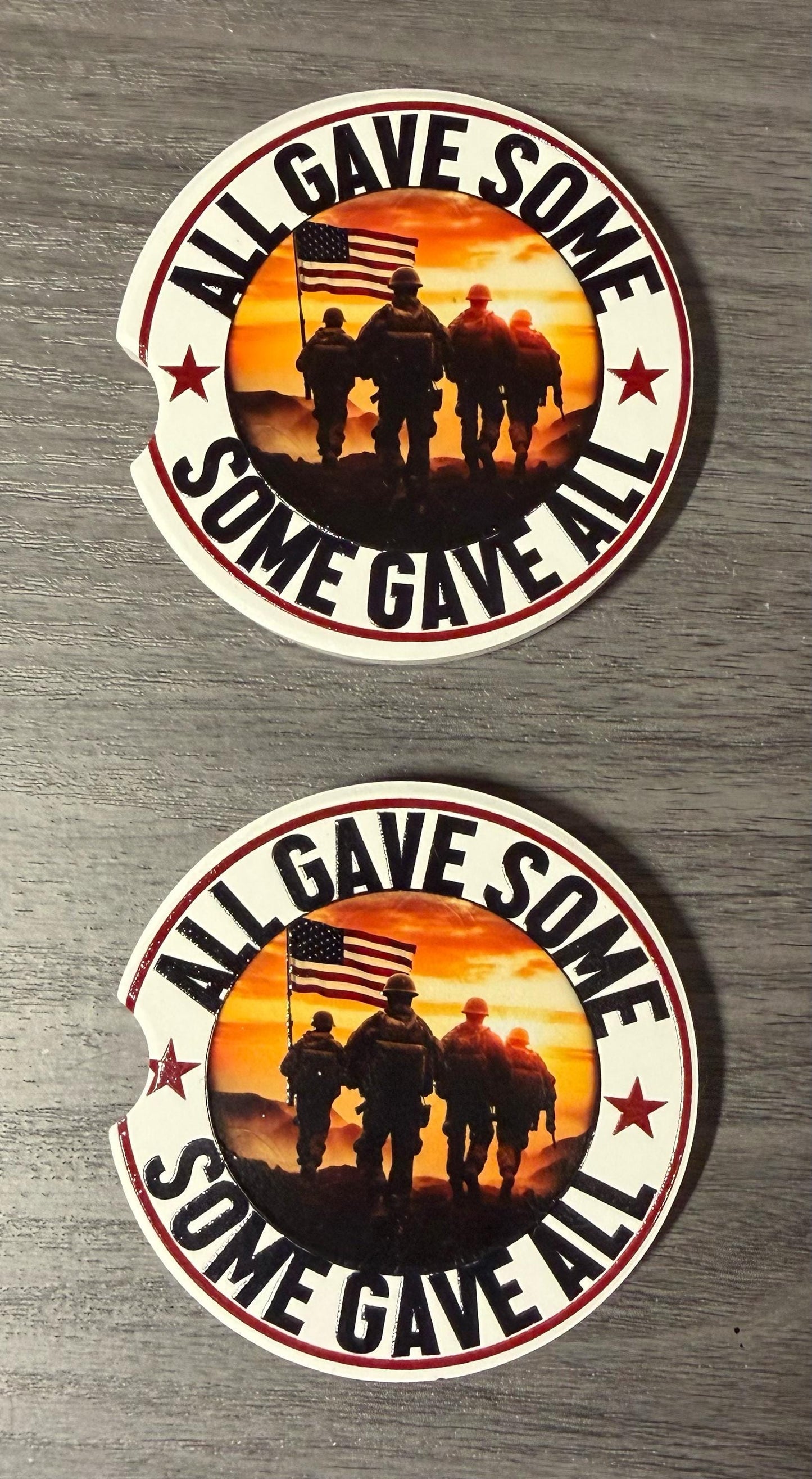 Ceramic Car Coasters Set of 2 | Military Veteran Car Accessories | Absorbent Cup Holder Coasters | Veteran Gift | Army Navy Air Force Decor __etsy:8092193295