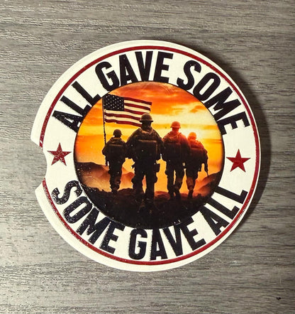 Ceramic Car Coasters Set of 2 | Military Veteran Car Accessories | Absorbent Cup Holder Coasters | Veteran Gift | Army Navy Air Force Decor __etsy:8092195435