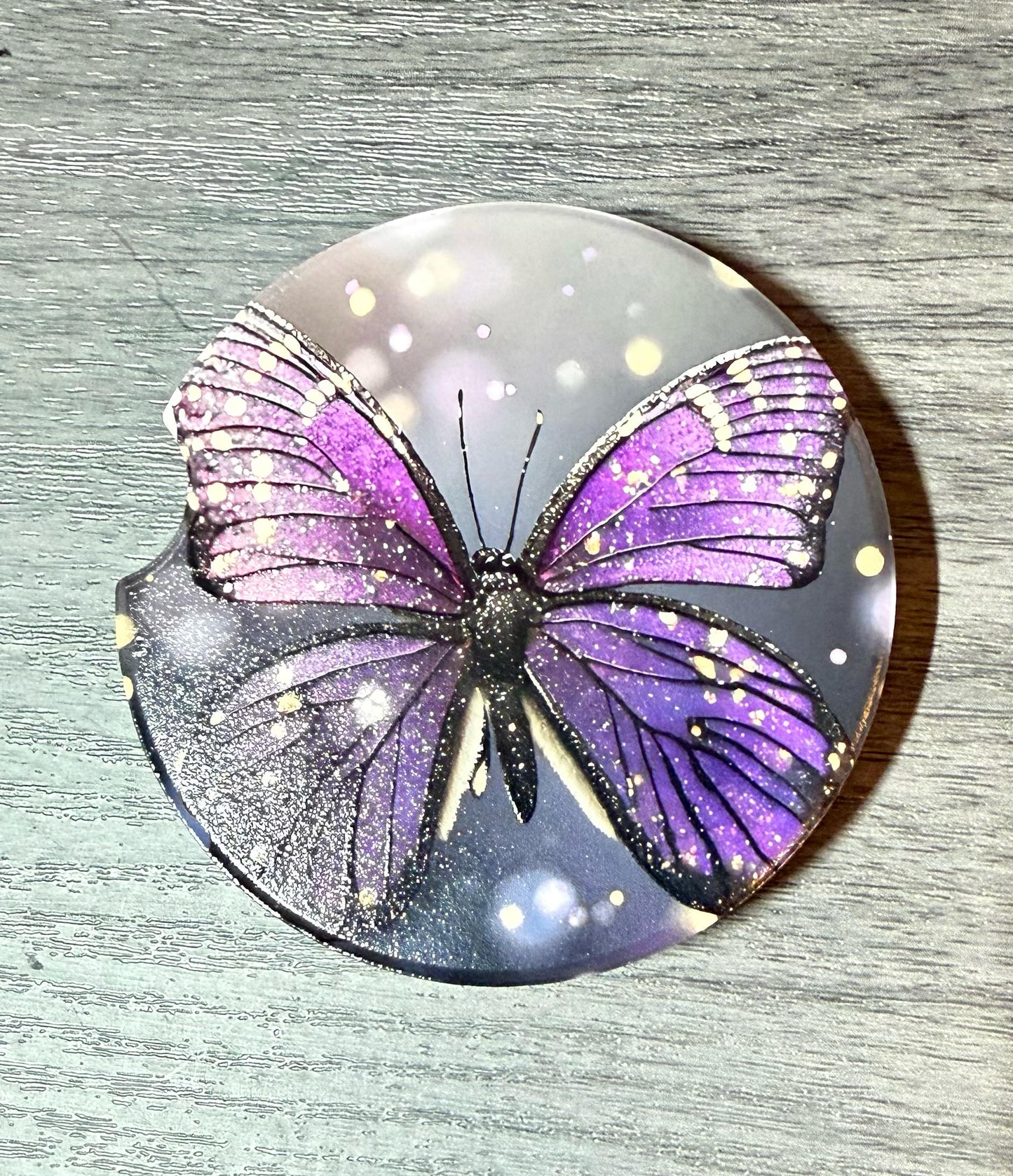 Ceramic Car Coasters Set of 2 | Purple Butterflies Car Accessories | Absorbent Cup Holder Coasters | Scenic Inspired Gift | Beach Life Decor __etsy:8039732244
