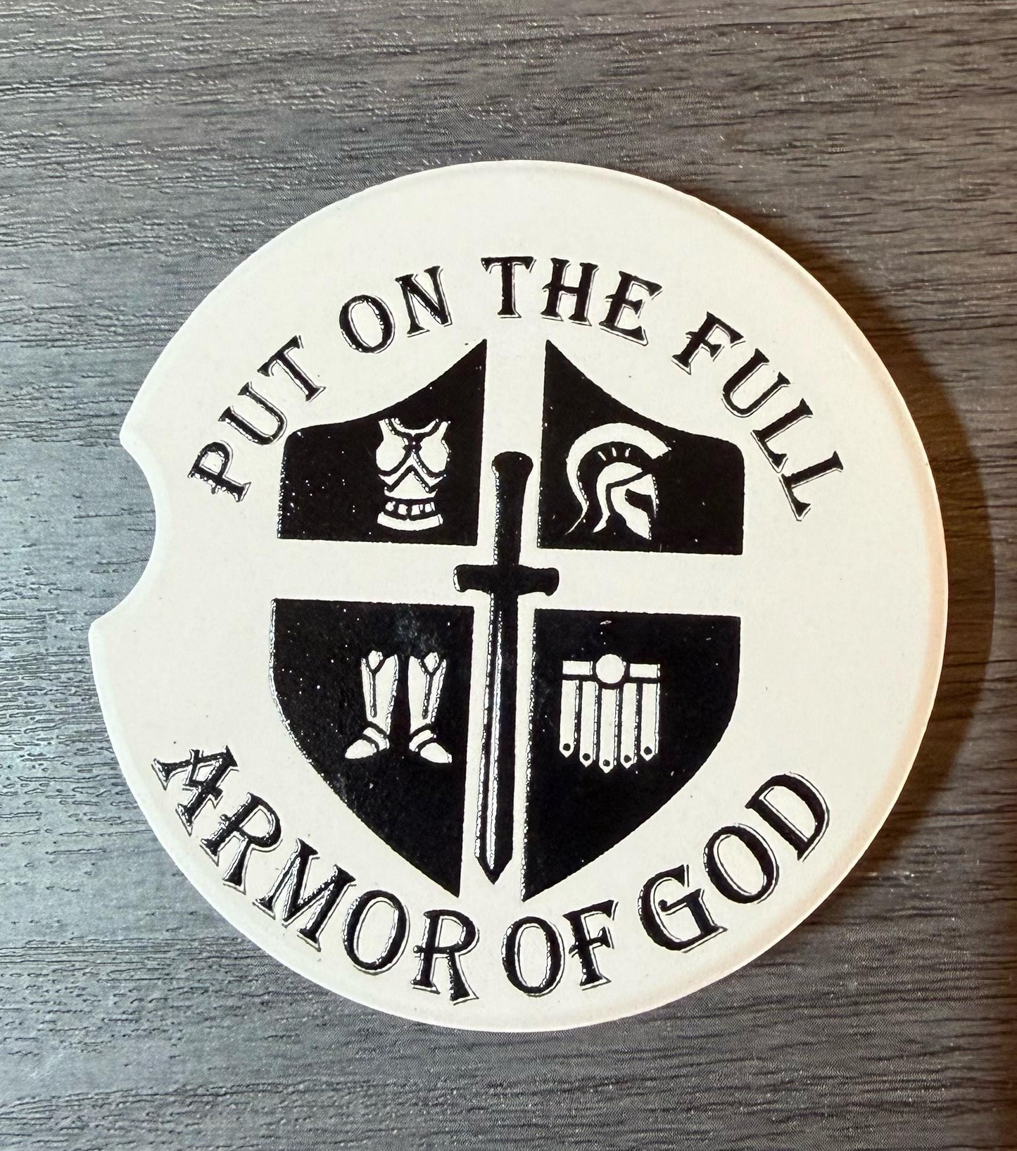 Ceramic Car Coasters Set of 2 |Put the Full Armor of God Car Accessories |Absorbent Cup Holder Coasters |Faith Gift |Inspirational Car Decor __etsy:8076194347