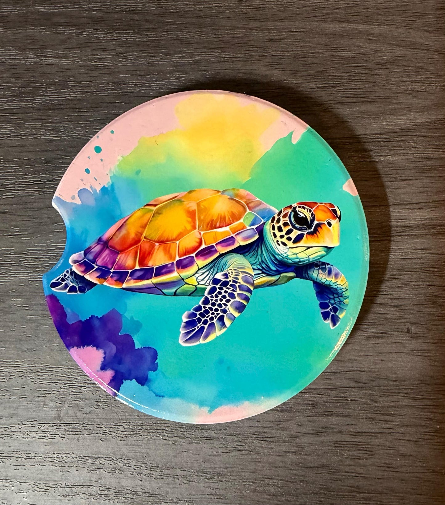 Ceramic Car Coasters Set of 2 | Sea Turtles Car Accessories | Absorbent Cup Holder Coasters | Scenic Inspired Gift | Beach Life Decor __etsy:8039742964