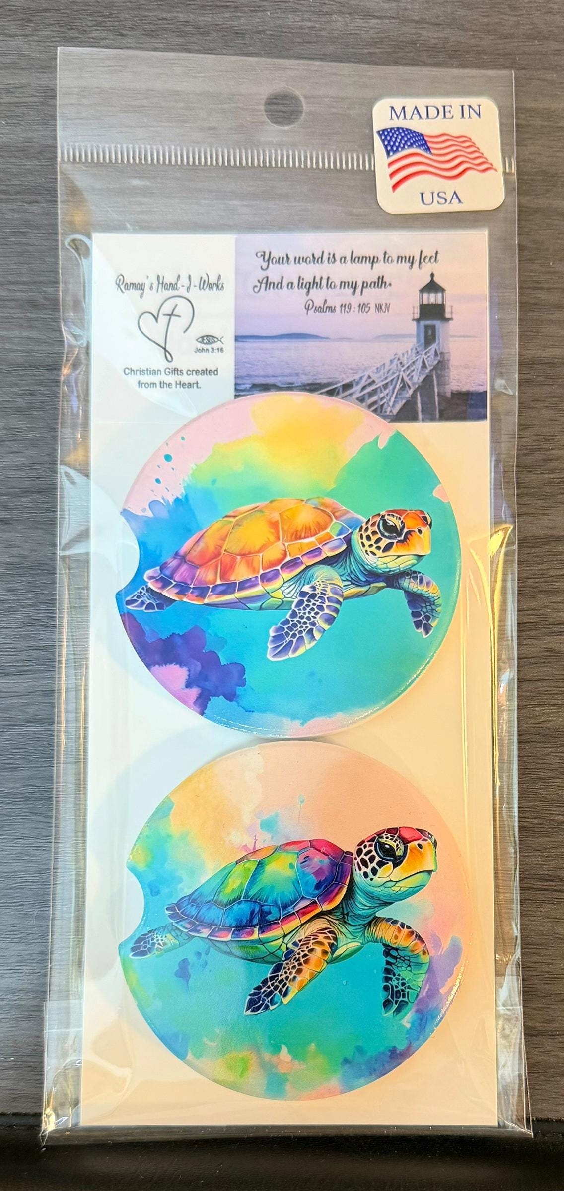 Ceramic Car Coasters Set of 2 | Sea Turtles Car Accessories | Absorbent Cup Holder Coasters | Scenic Inspired Gift | Beach Life Decor __etsy:8087658327