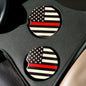 Ceramic Car Coasters Set of 2 |Support the Red Line Flag Car Accessories |Absorbent Cup Holder Coasters | Firemen Gift | Red Line Flag Decor __etsy:8050968108