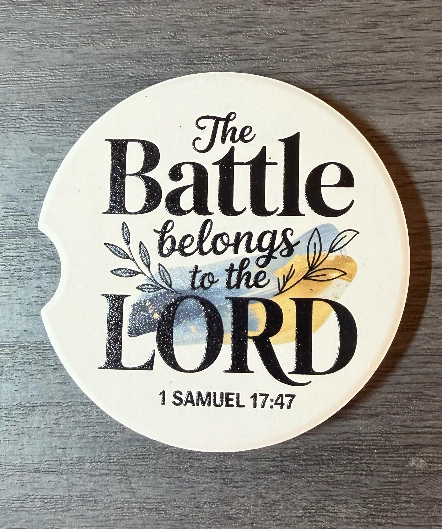 Ceramic Car Coasters Set of 2 | The Battle Belongs to the Lord Car Accessories |Absorbent Cup Holder Coasters |Faith Inspirational Car Decor __etsy:8028312714