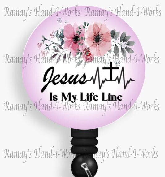 Jesus Is My Life Line Retractable Nurse Badge Reel: Christian ID Holder __etsy:4974702599