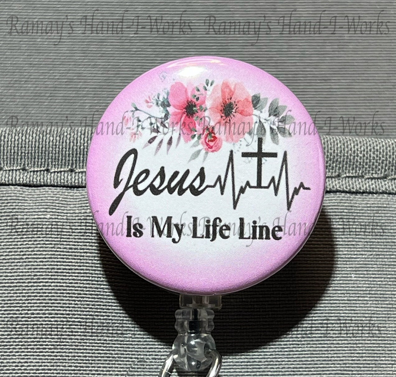 Jesus Is My Life Line Retractable Nurse Badge Reel: Christian ID Holder __etsy:4929062226