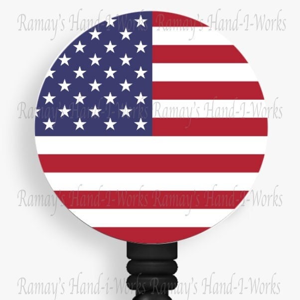 Patriotic US Flag Nurse Badge Reel: Retractable or Carabiner Clip __etsy:5058964193