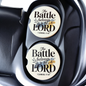 "The Battle Belongs to the Lord" Ceramic car coasters, designed to fit most cup holders, are absorbent and help keep cars clean. They feature a vibrant design and are a great gift for car lovers.