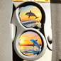 Dolphins Ceramic car coasters, designed to fit most cup holders