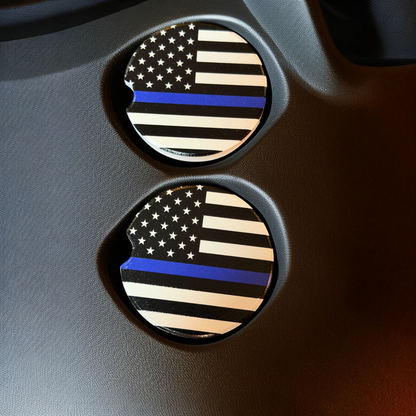 Support the Blue Ceramic car coasters, designed to fit most cup holders