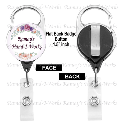 Watercolor Floral Brain, #3 Retractable Badge Reel