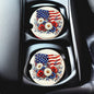 USA Flag with Flowers Custom Ceramic Car Coasters (Set of 2) Absorbent Holder __etsy:8144029456