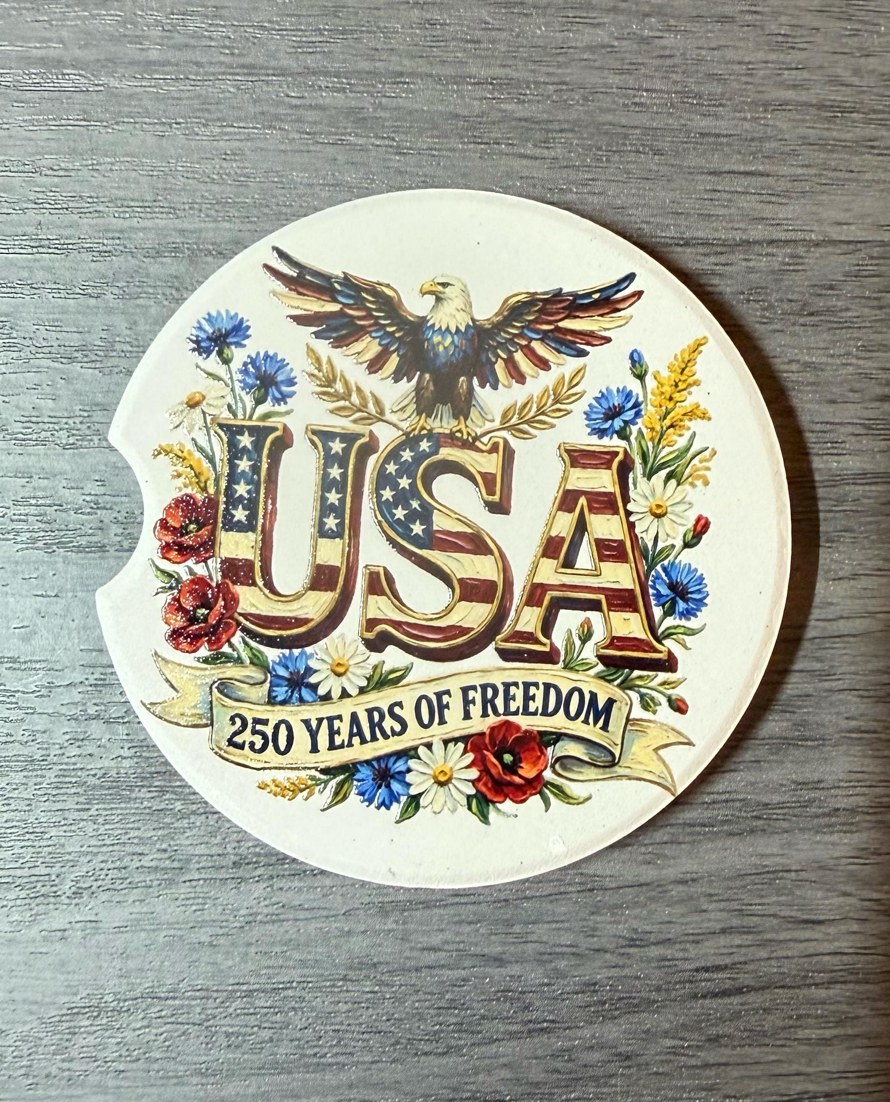 USA 250th Anniversary Celebration Custom Car Coasters (Set of 2) Absorbent Cup Holder __etsy:8194070461