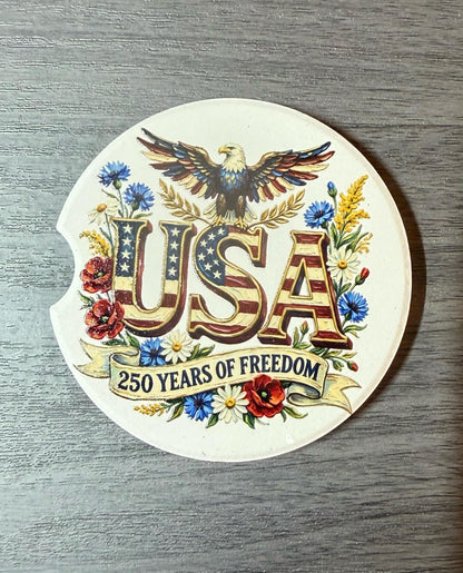 USA 250th Anniversary Celebration Custom Car Coasters (Set of 2) Absorbent Cup Holder __etsy:8194070461