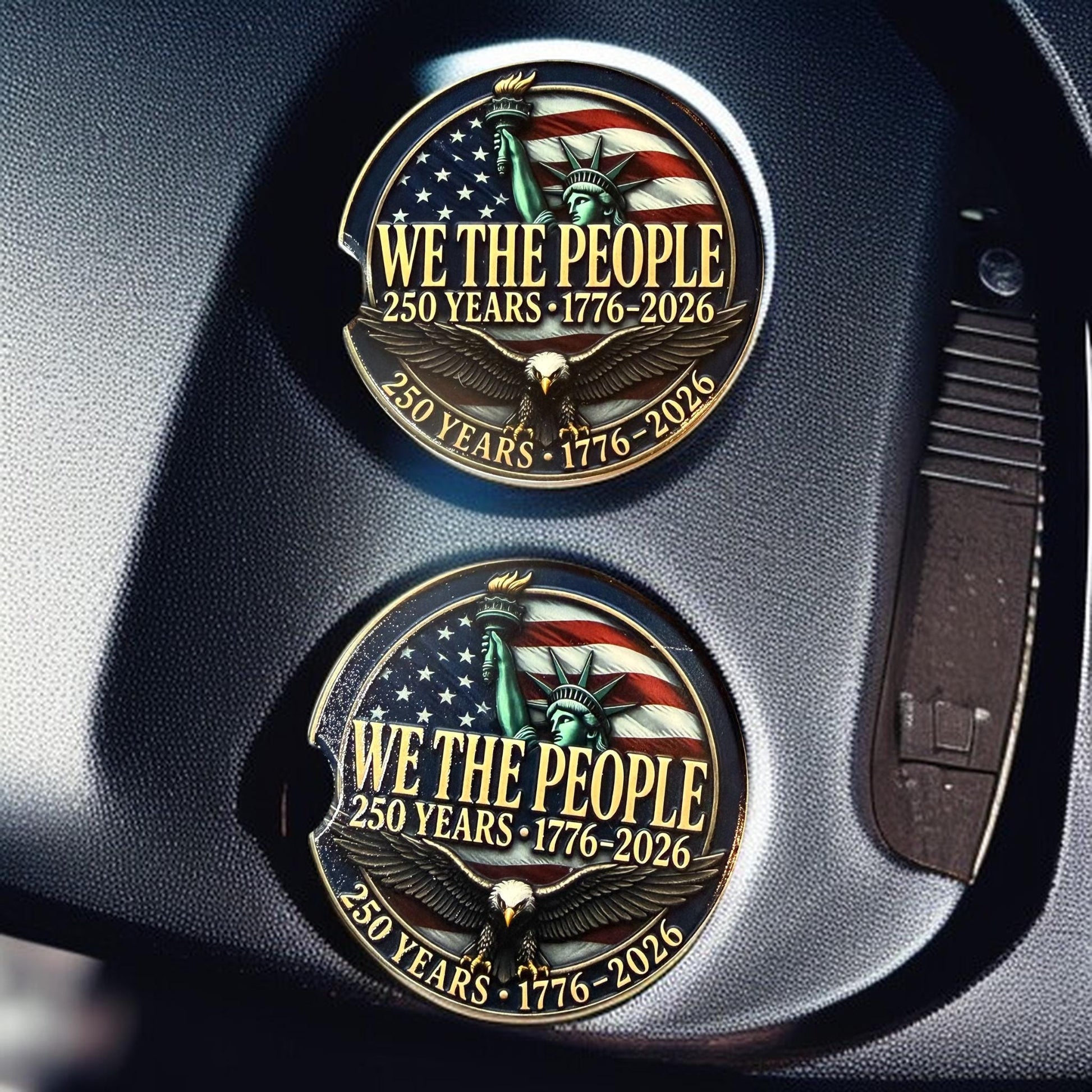 We The People 250th Anniversary Celebration Custom Car Coasters (Set of 2) Absorbent Cup Holder __etsy:8193205027
