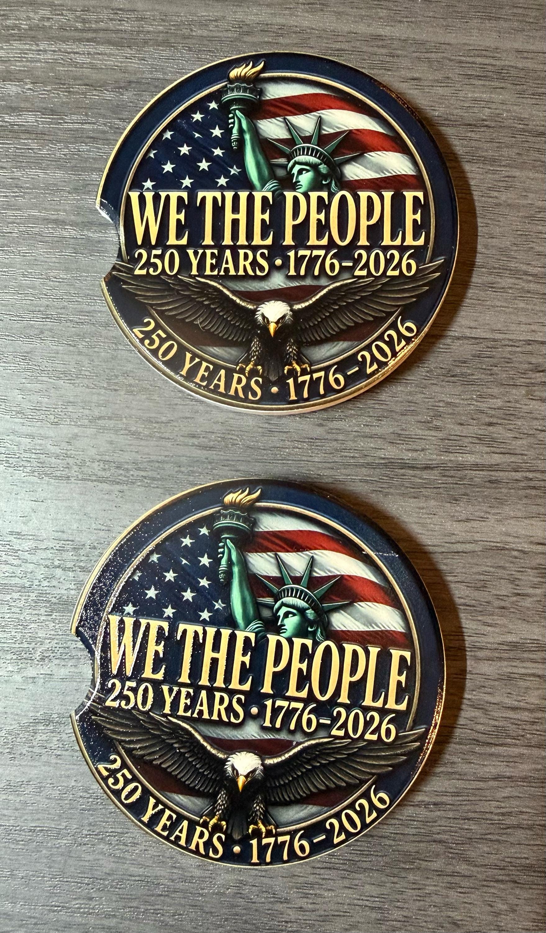 We The People 250th Anniversary Celebration Custom Car Coasters (Set of 2) Absorbent Cup Holder __etsy:8145303690