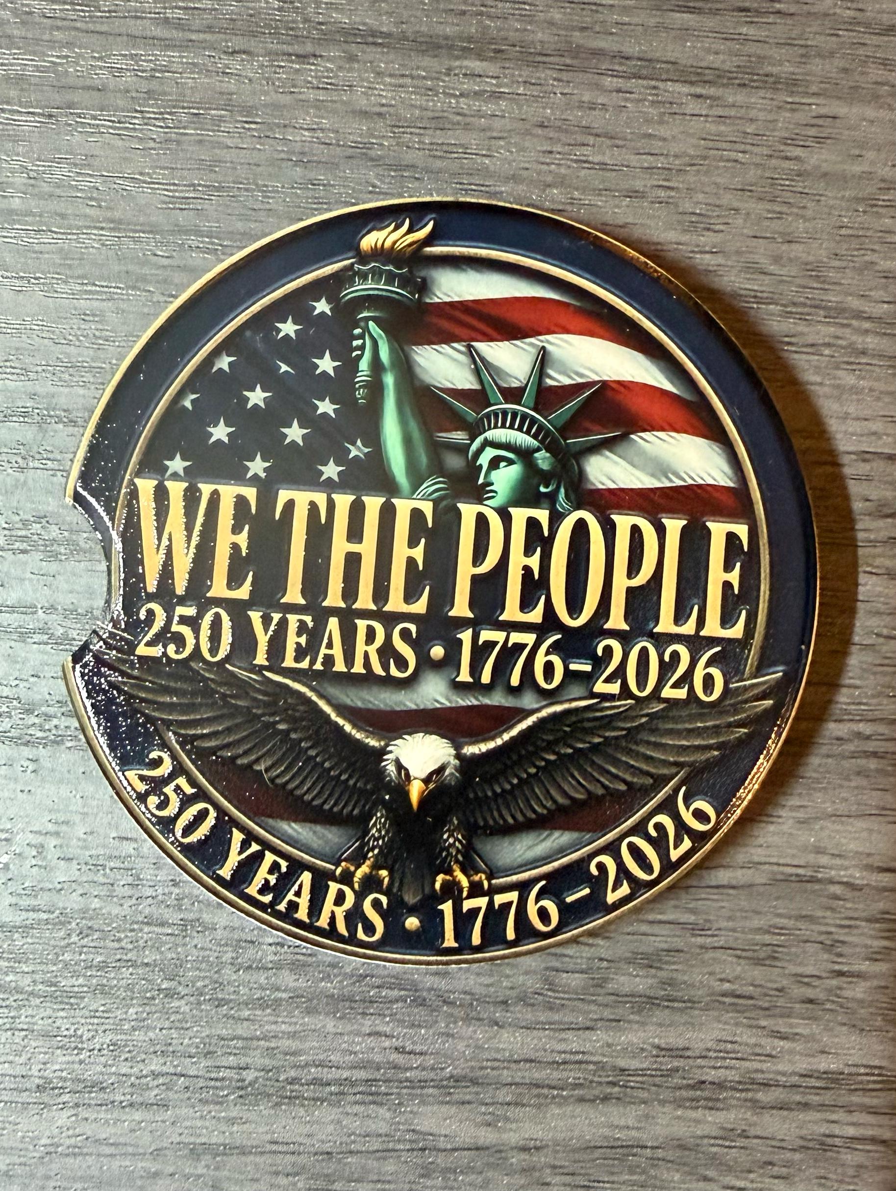 We The People 250th Anniversary Celebration Custom Car Coasters (Set of 2) Absorbent Cup Holder __etsy:8193209257