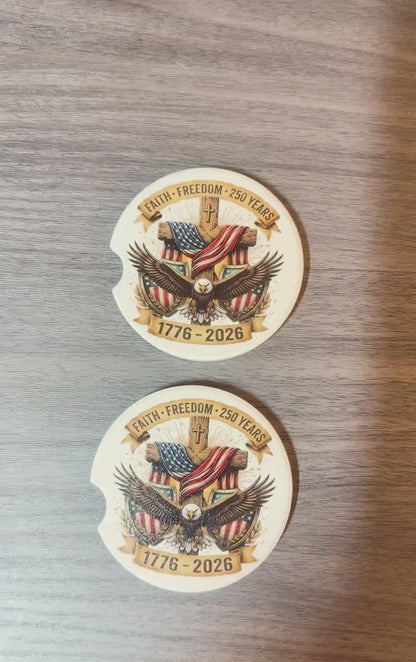 USA 250th Anniversary Celebration Custom Car Coasters (Set of 2)
