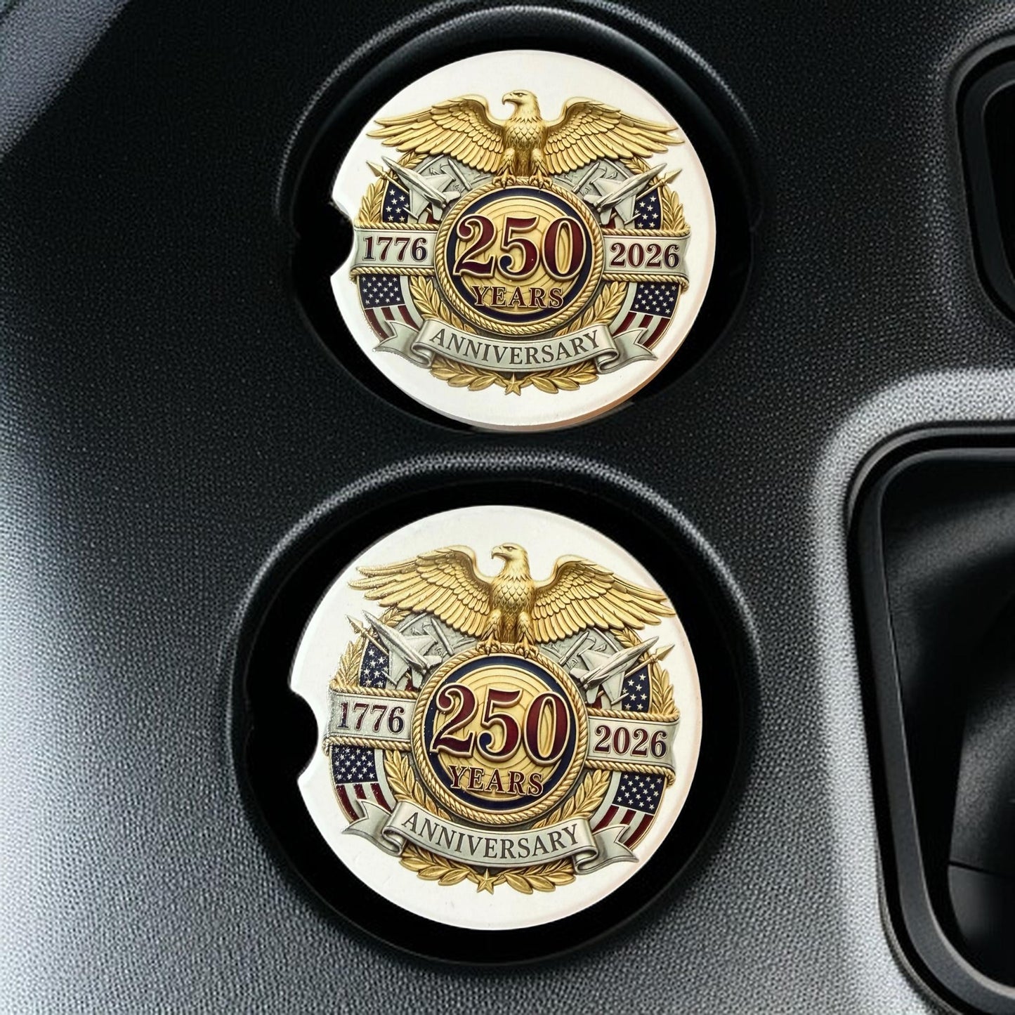 250th Anniversary Celebration Custom Car Coasters (Set of 2) Absorbent Cup Holder __etsy:8145253730