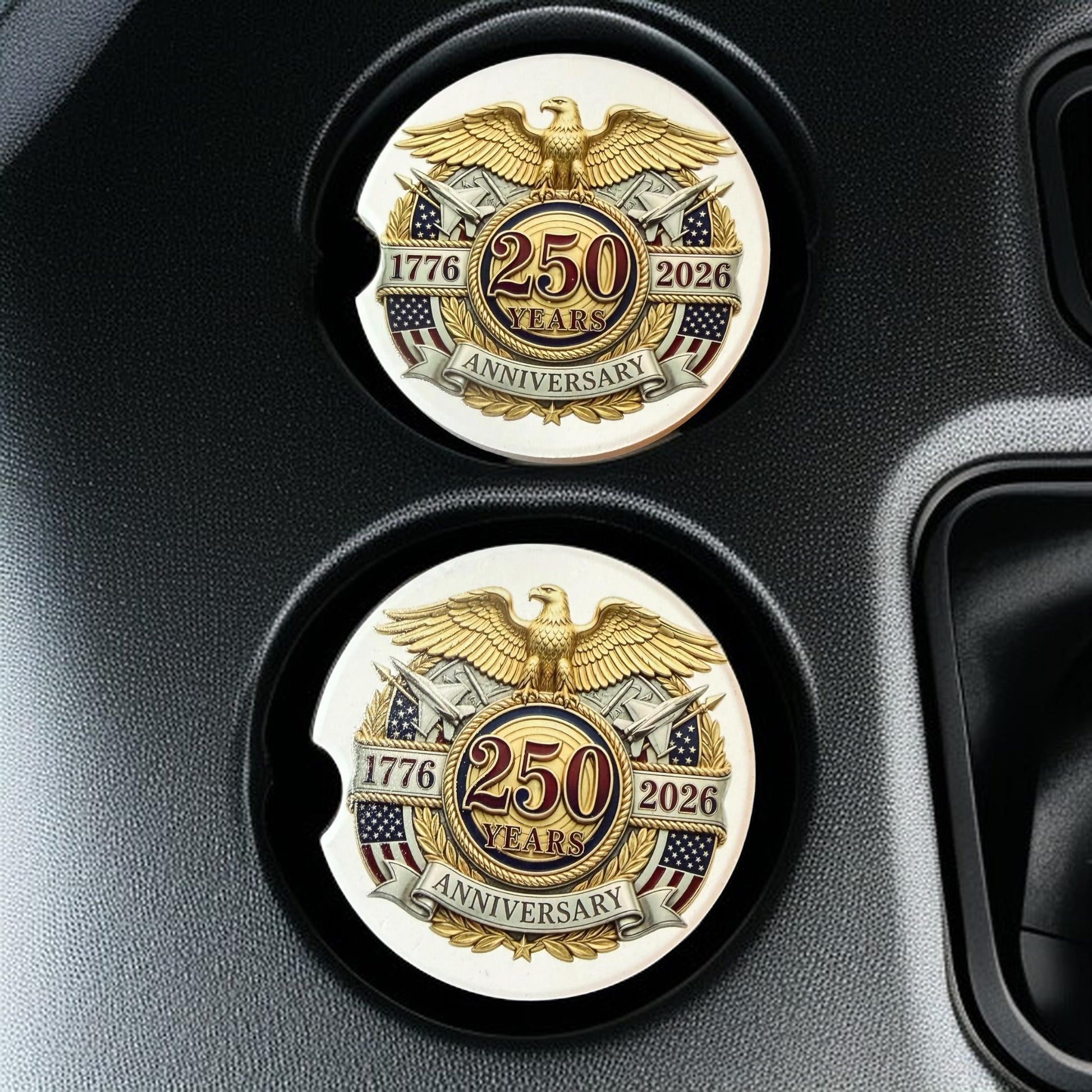 250th Anniversary Celebration Custom Car Coasters (Set of 2) Absorbent Cup Holder __etsy:8145253730