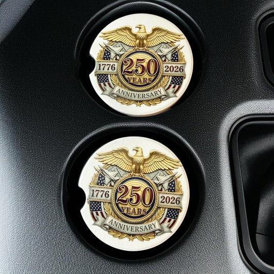 250th Anniversary Celebration Custom Car Coasters (Set of 2) Absorbent Cup Holder __etsy:8145253730