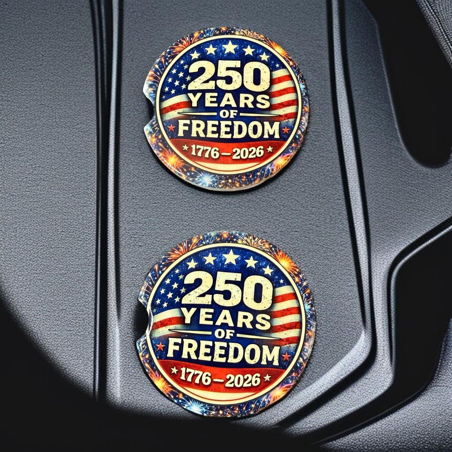 250th Anniversary Celebration Custom Car Coasters (Set of 2) Absorbent Cup Holder __etsy:8193809755