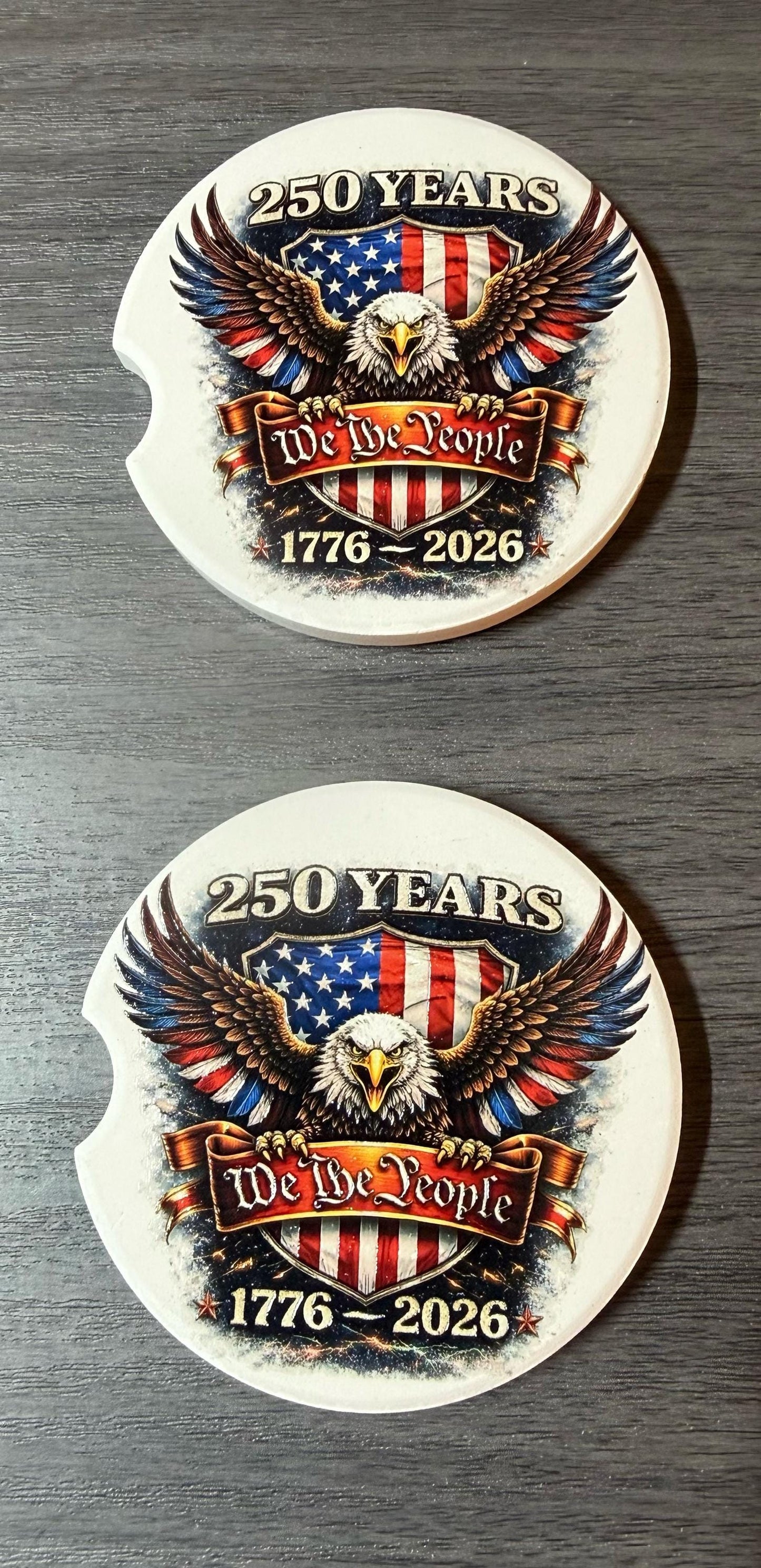 250th Anniversary Celebration Custom Car Coasters (Set of 2) Absorbent Cup Holder __etsy:8191976111