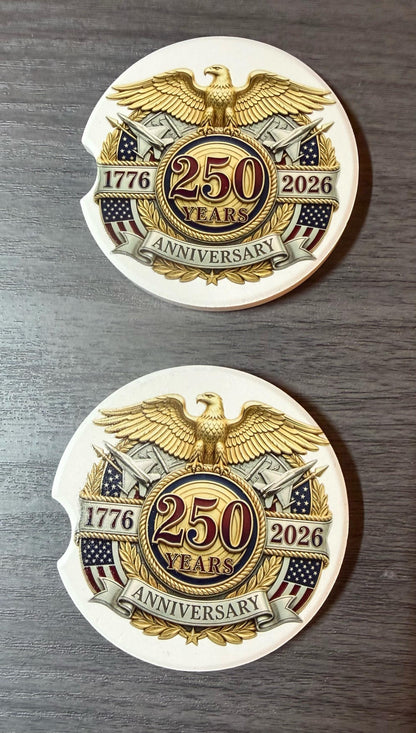 250th Anniversary Celebration Custom Car Coasters (Set of 2) Absorbent Cup Holder __etsy:8193148845