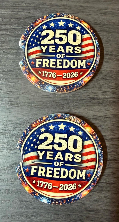 250th Anniversary Celebration Custom Car Coasters (Set of 2) Absorbent Cup Holder __etsy:8145875902