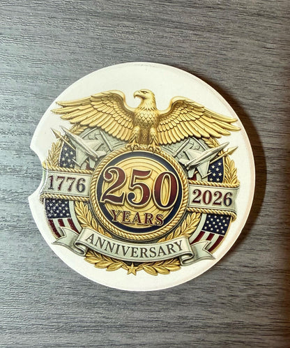 250th Anniversary Celebration Custom Car Coasters (Set of 2) Absorbent Cup Holder __etsy:8145242550