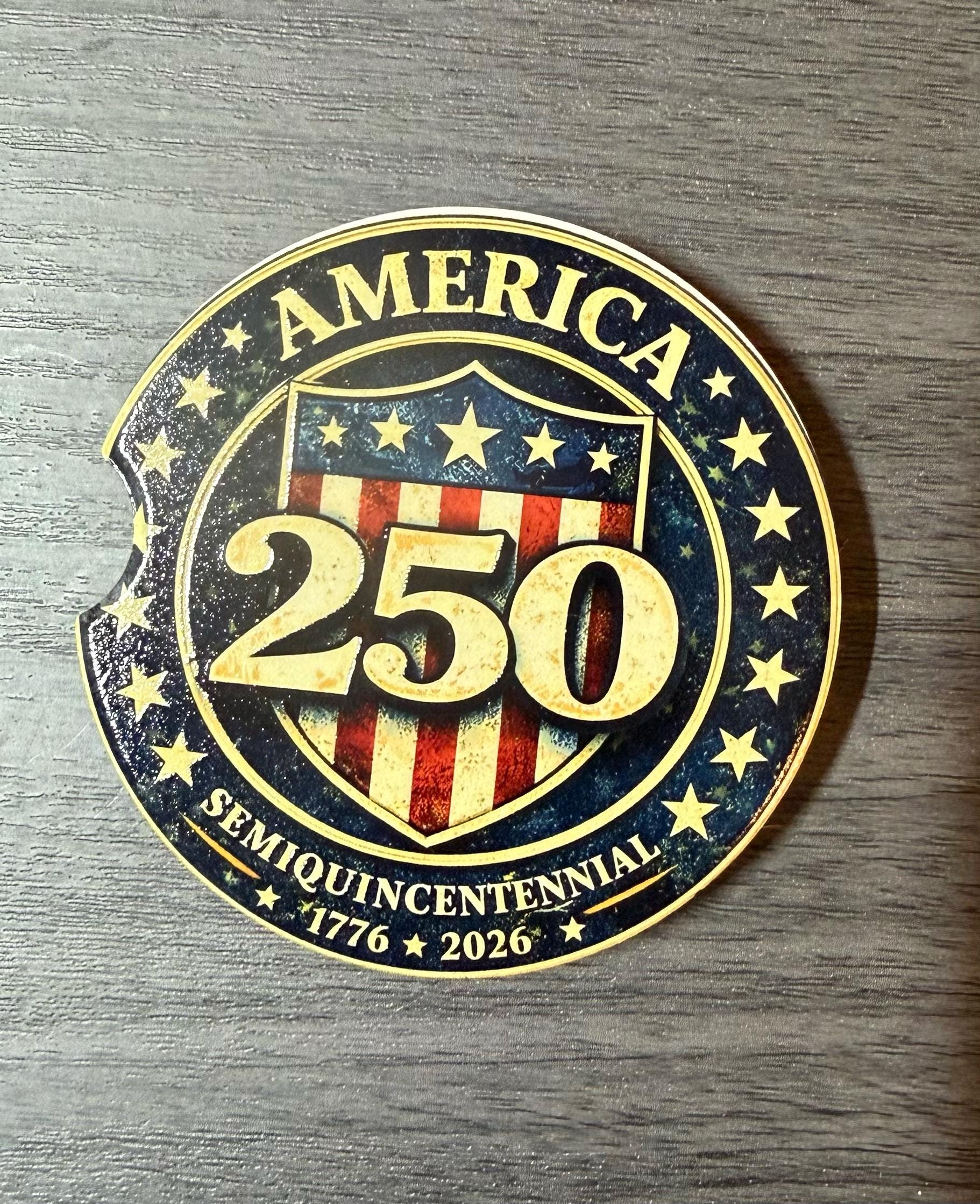 250th Anniversary Celebration Custom Car Coasters (Set of 2) Absorbent Cup Holder __etsy:8194034527