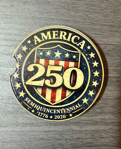 250th Anniversary Celebration Custom Car Coasters (Set of 2) Absorbent Cup Holder __etsy:8194034527