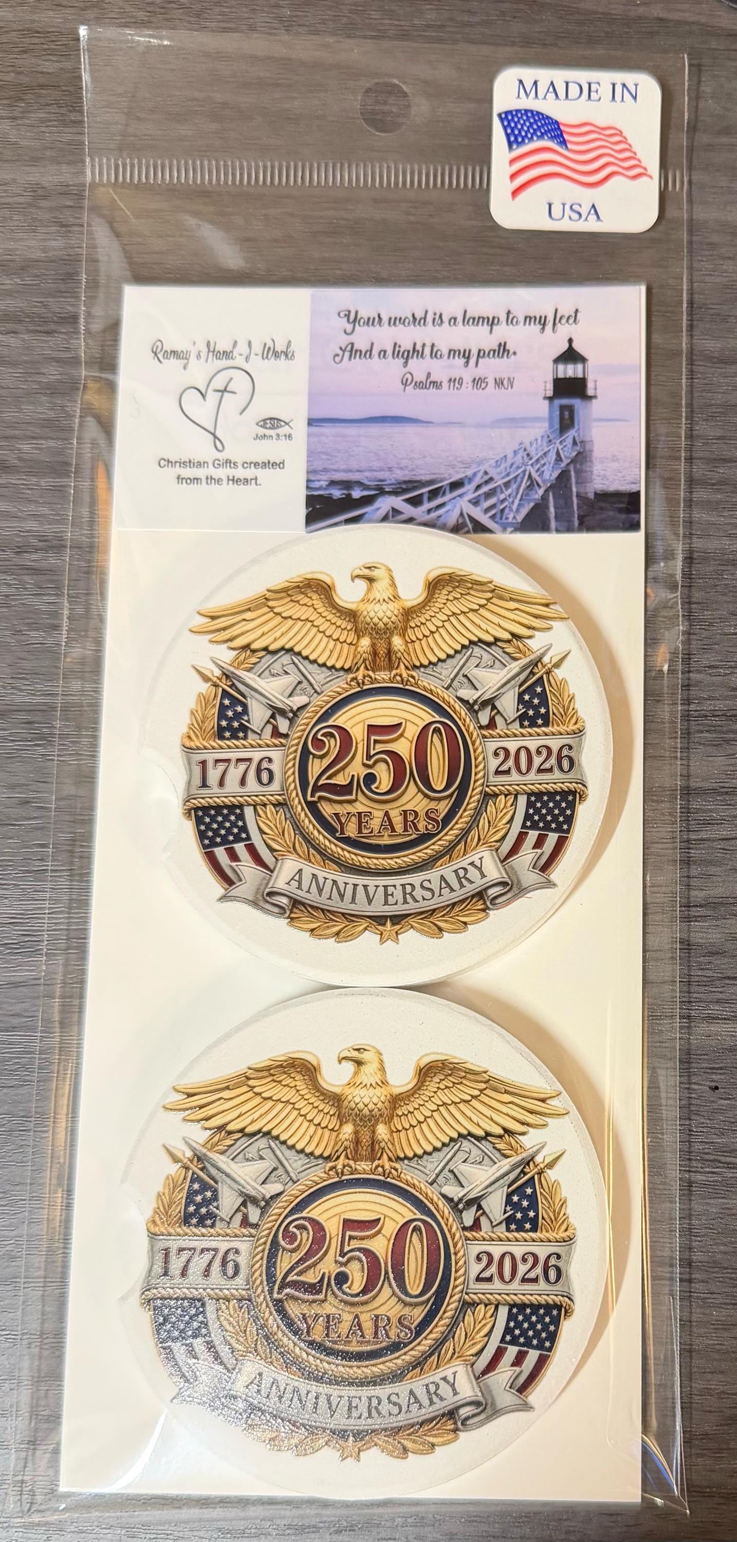 250th Anniversary Celebration Custom Car Coasters (Set of 2) Absorbent Cup Holder __etsy:8193156871
