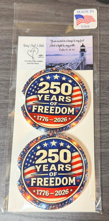 250th Anniversary Celebration Custom Car Coasters (Set of 2) Absorbent Cup Holder __etsy:8145892538